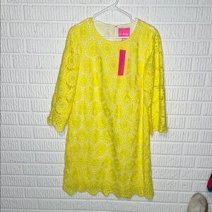 Lilly Pulitzer Yellow Lace Midi Dress